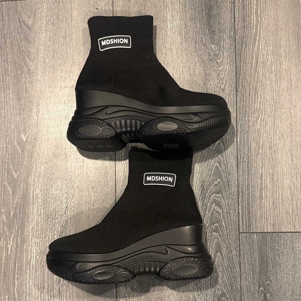 Black Sock Sneakers with Chunky Sole